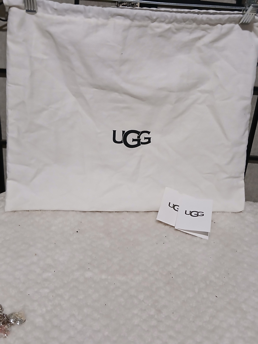 UGG White Drawstring Dust Bag with Logo